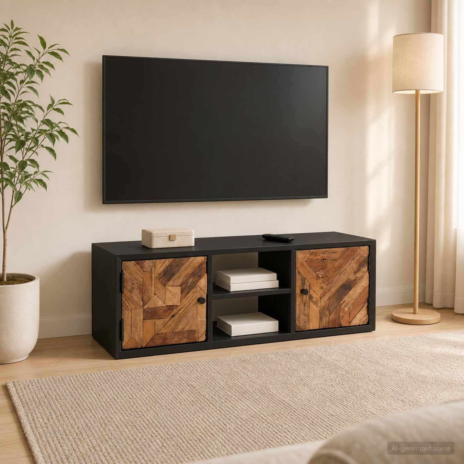 vidaXL Schranksystem TV-Schränk 105 x 30 x 35 cm Massiv Holz und engineered Wood (1-St)