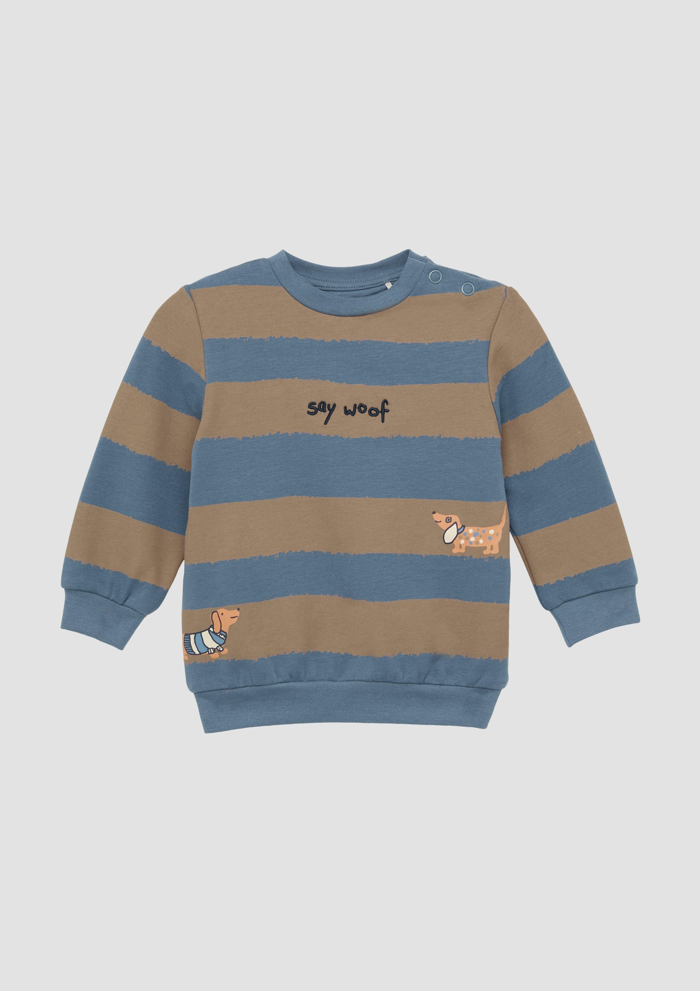 Sweatshirt Gestreiftes Sweatshirt mit Stickerei und Print