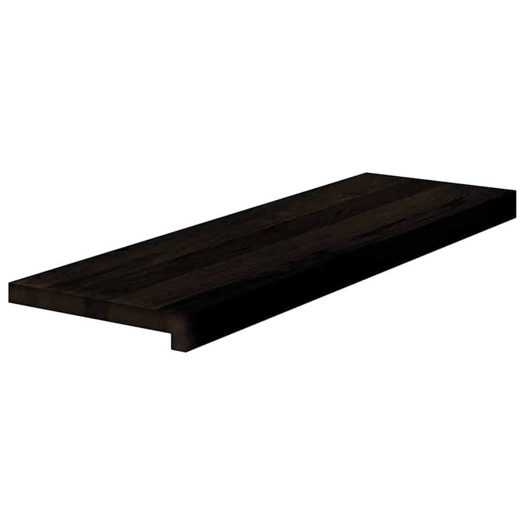 vidaXL Stufenmatte Treppenstufen 12 Stk. Braun-Schwarz 80x30x2 cm Massivholz Eiche, Rechteckig, Höhe: 2 mm