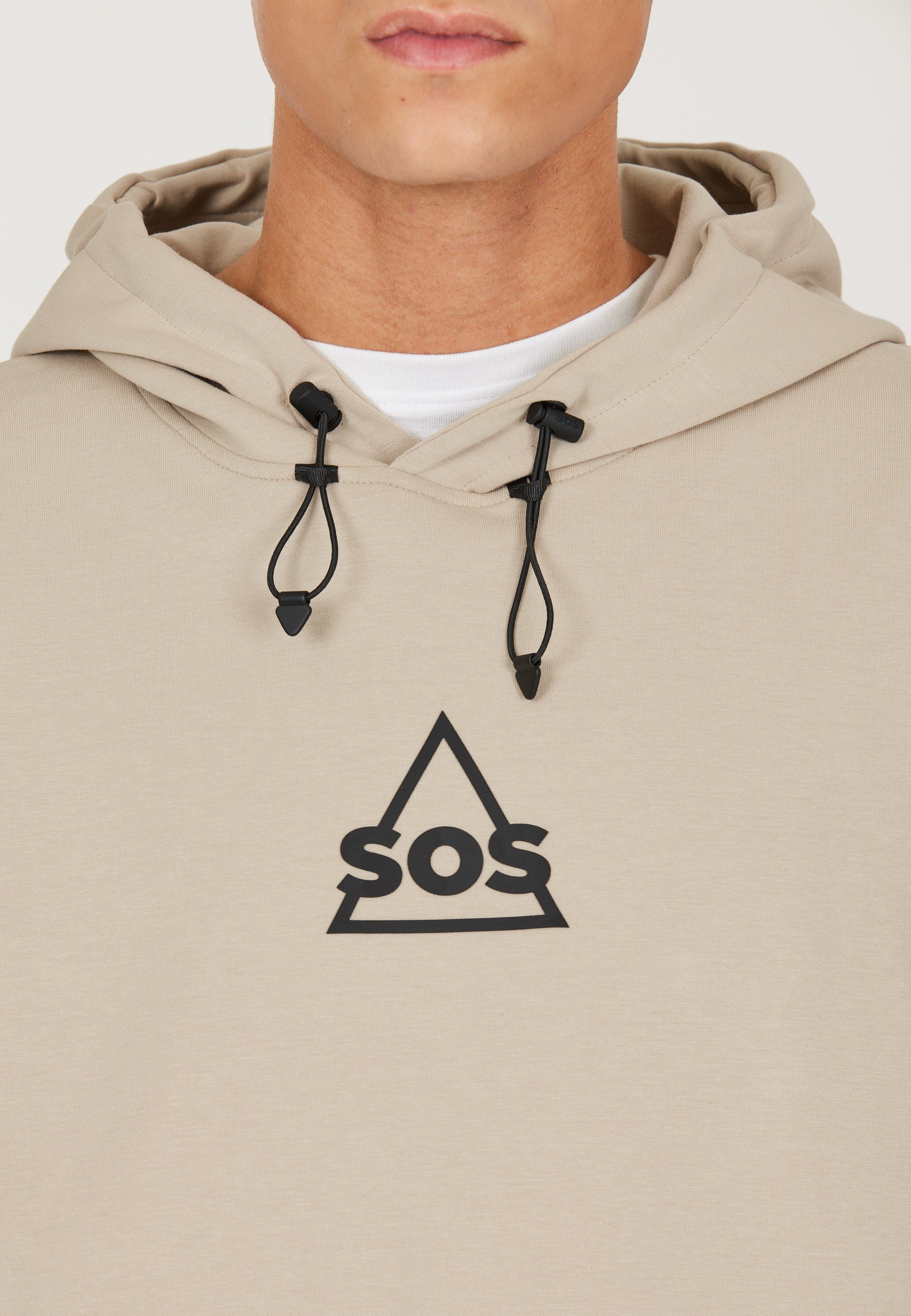 SOS coolem Kapuzensweatshirt Vail hellbeige Brust-Print mit