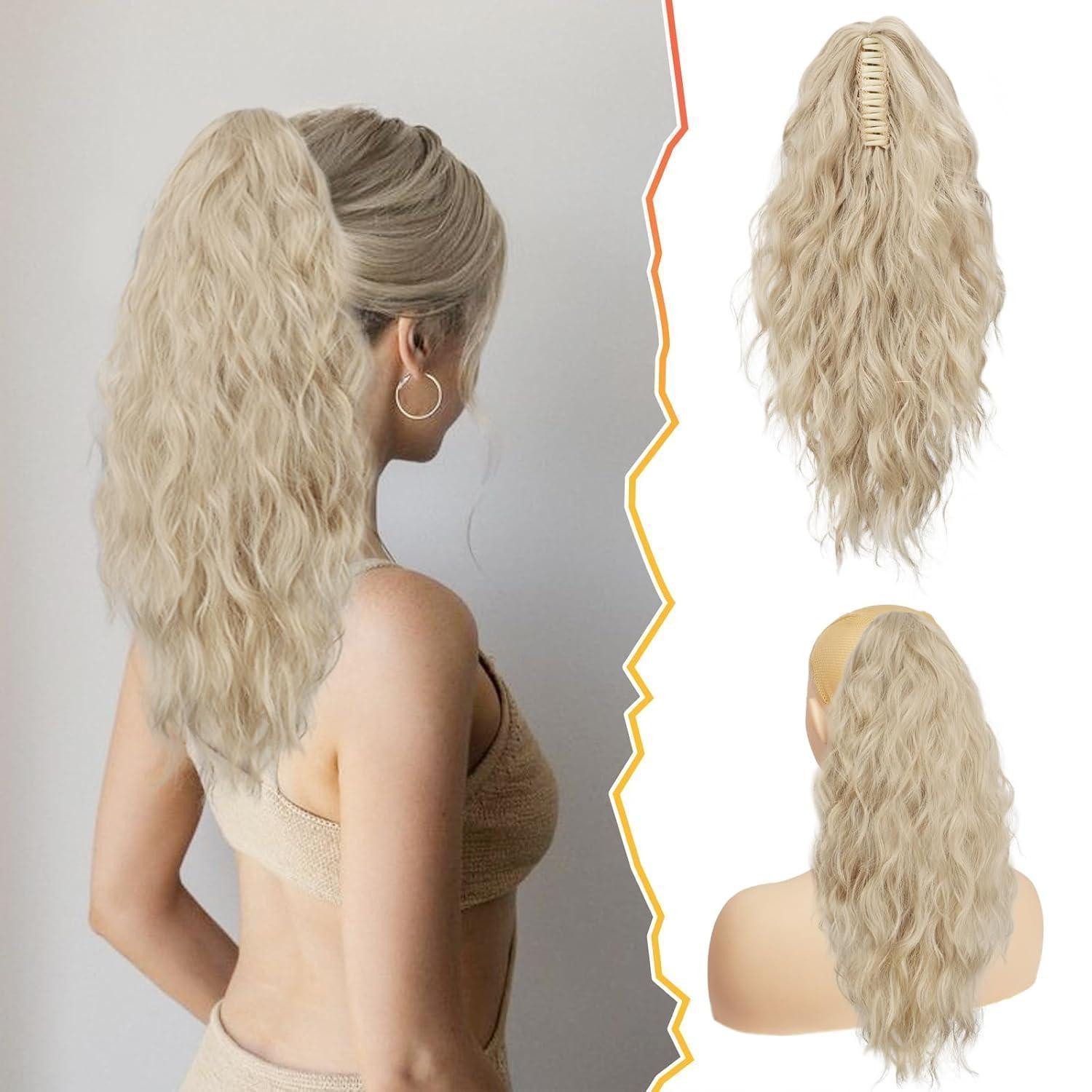 LuxusKollektion Kunsthaar-Extension Clip Pferdeschwanz Verlängerung 45 cm lockig wellig Haarverlängerung