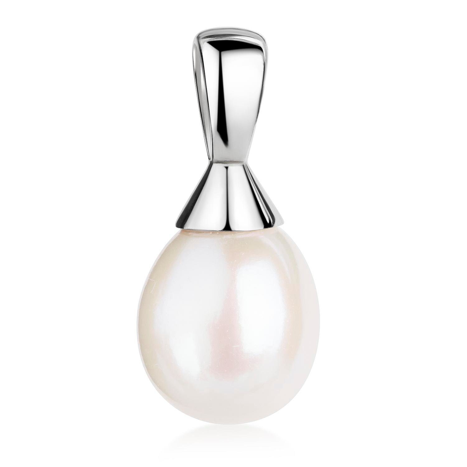 Materia Perlenanhänger Damen Silber echte Süßwasserperle Weiß KA-517, Fassung aus 925 Sterling Silber