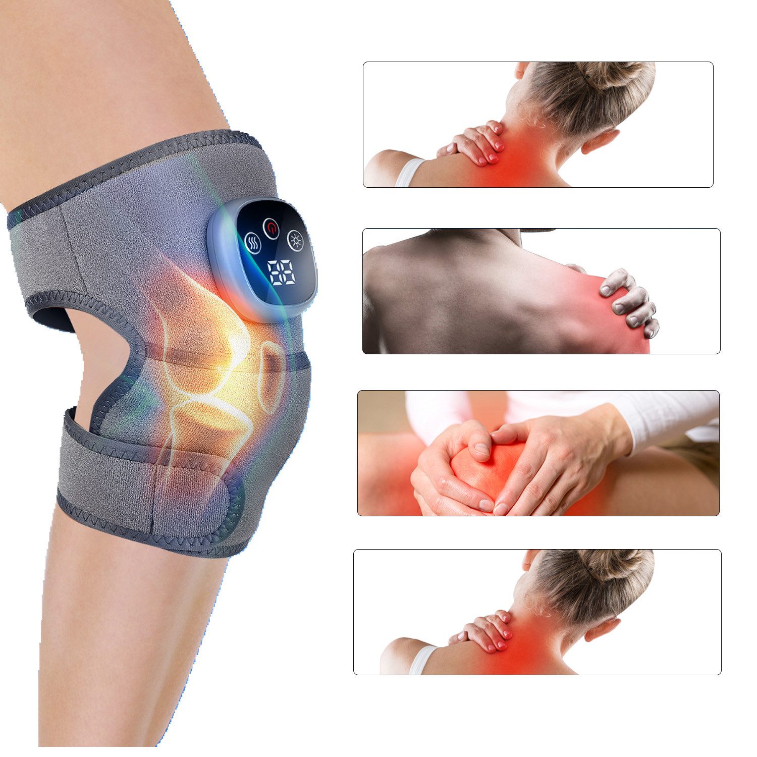 Massagegerät Mobiles Kniemassagegerät mit 5 Heizstufen, Vibration und Display