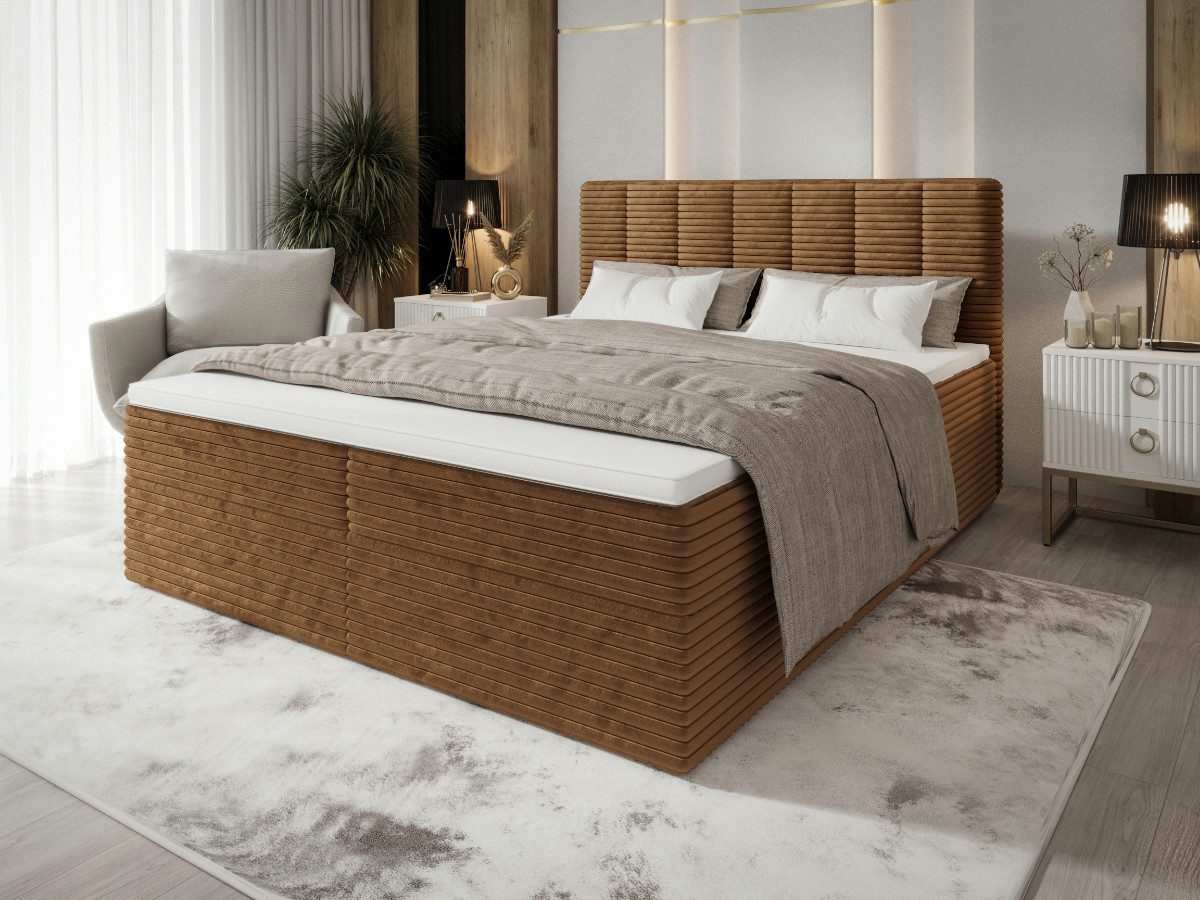 B&B Home Boxspringbett Tiliani (H3 Matratze Bonellfederung, Kopfteil, Bettkasten und Topper)