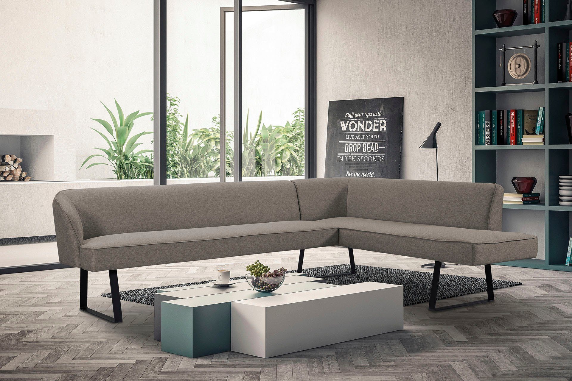 exxpo - sofa und Bezug mit Qualitäten Americano, fashion verschiedenen in Metallfüßen, Keder Eckbank