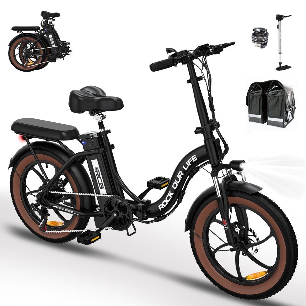 CITYSPORTS E-Bike RCB-RK6S 20 ZOLL, 7 Gang Shimano, 250W Heckmotor, 20" E-bike E-fahrrad Elektrofahrrad klapprad max.90km