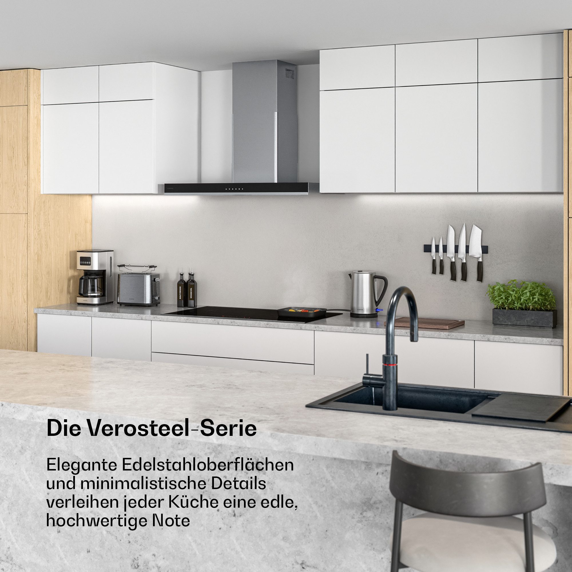 Klarstein Induktions-Kochfeld Verosteel, Elektrische Kochfelder 5 Kochzonen Flex 9300 W Touch Timer