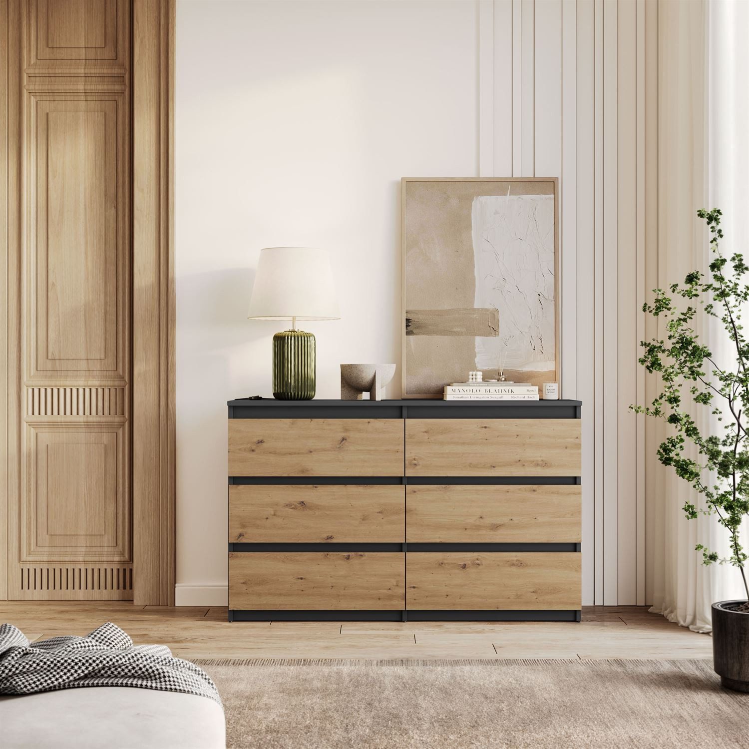 Lookway Kommode HANA M6– elegante Kommode mit geräumigen Schubladen, Breite: 120 cm und 140 cm