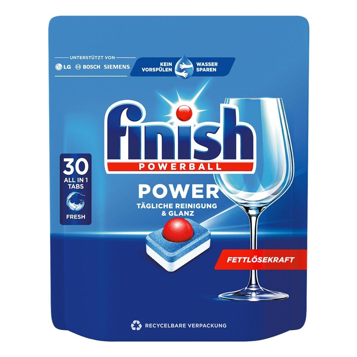 FINISH All in 1 Regular Spülmaschinentabs (30 Tabs, mit integriertem Powerball)