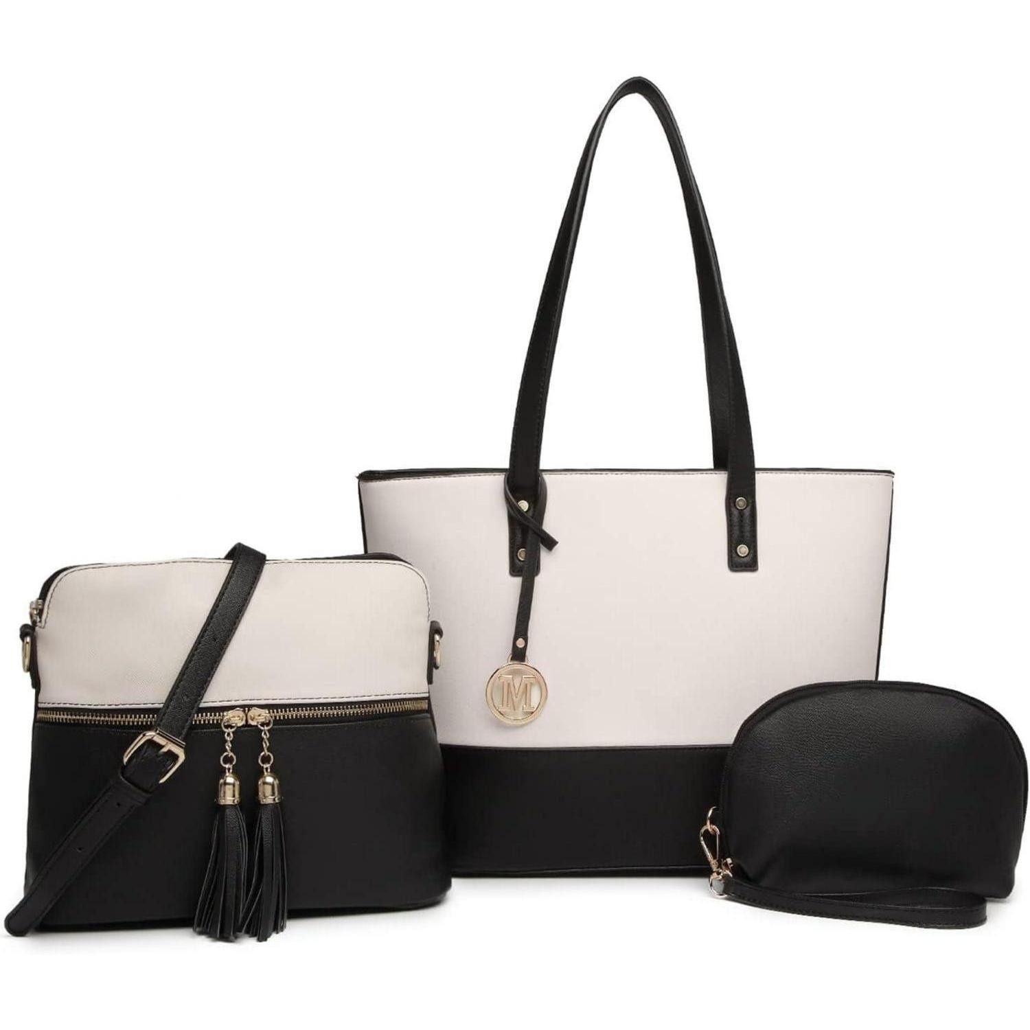 LuxusKollektion Handtasche Damen Handtasche 3 Stück Sets - Große Shopper Tote Bag mit Geldbörse