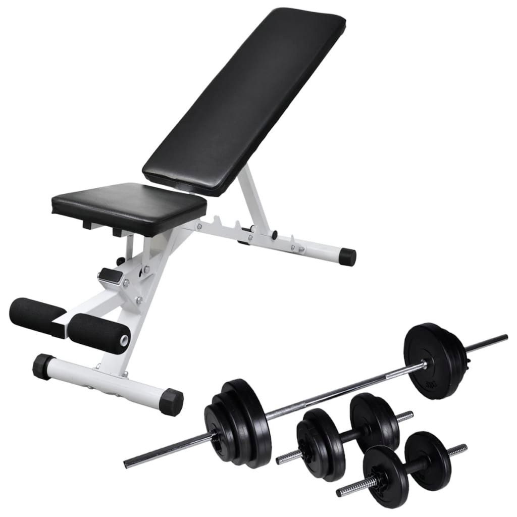 Kurzhantel Hantelbank mit Langhantel und Kurzhantel Set 30,5 kg