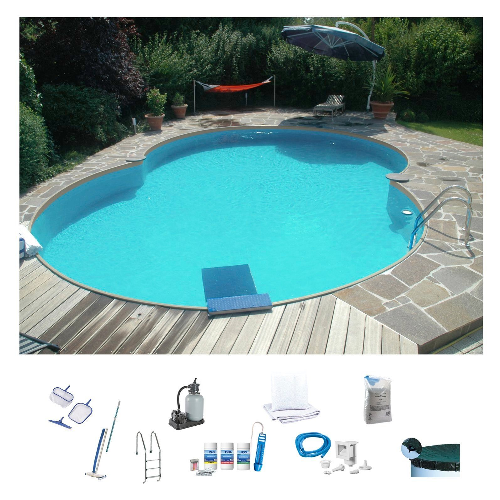 my POOL BWT Achtformpool LAGOON 3 (Komplett-Set, 10-tlg), BxLxH: 320x525x150 cm