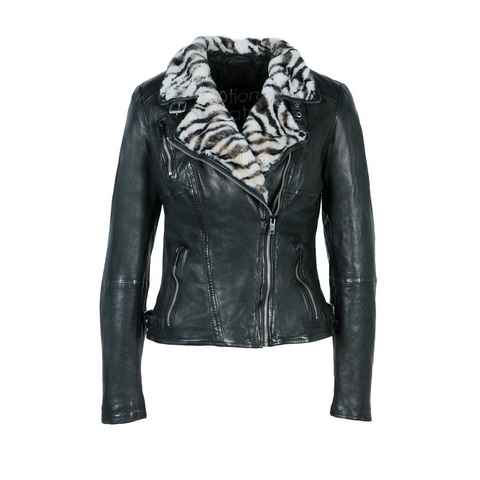 Freaky Nation Bikerjacke »Winter Zebra-FN« kuscheliger Kunstfellbesatz am Kragen im Zebra-Look