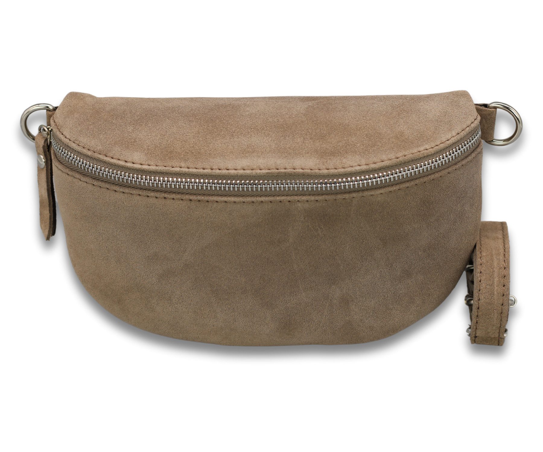 Gürteltasche SUEDE Bauchtasche für Damen aus echtem Wildleder, Dunkeltaupe