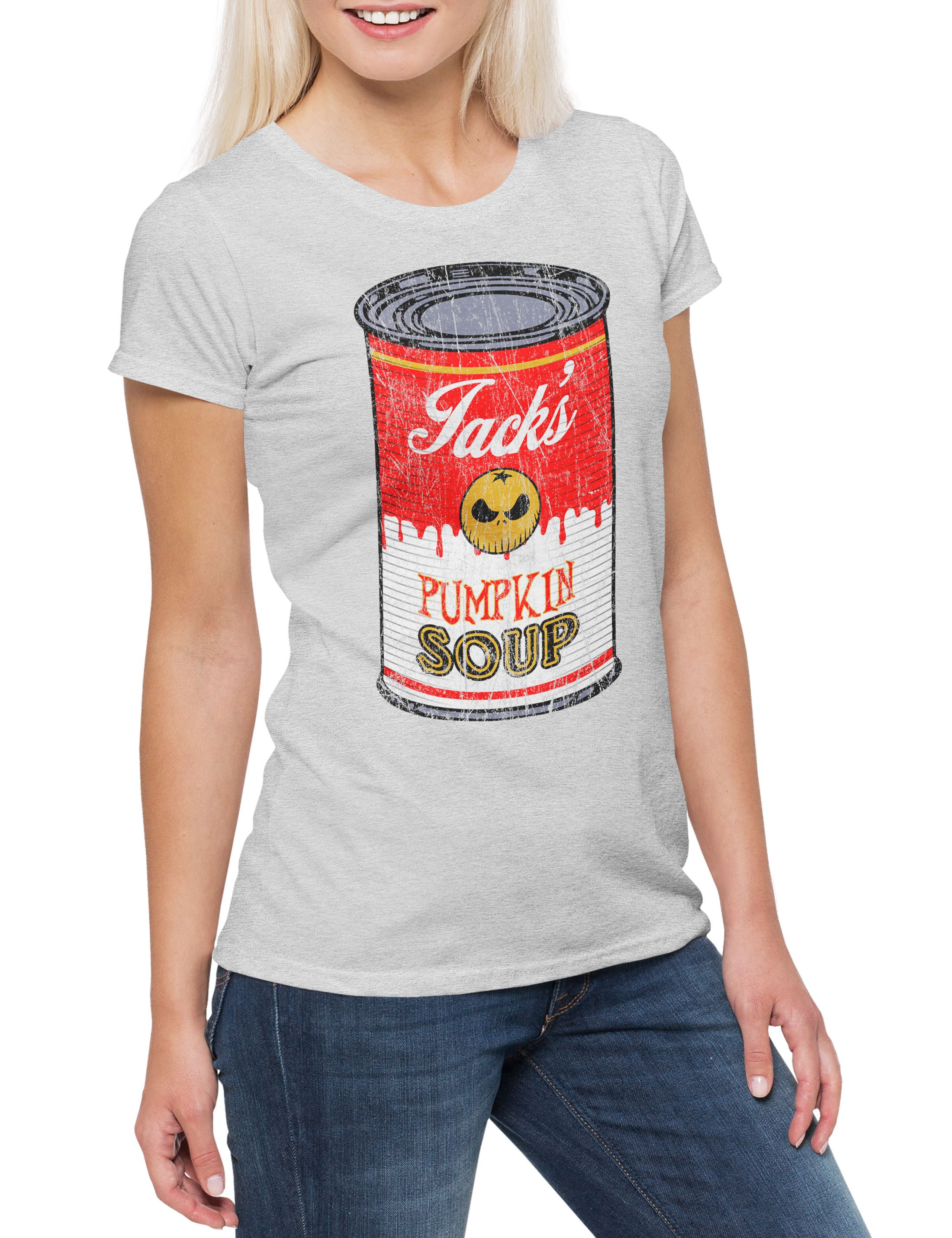 Print-Shirt Jack's Pumpkin Soup I Damen T-Shirt Kürbis Nightmare Gesicht