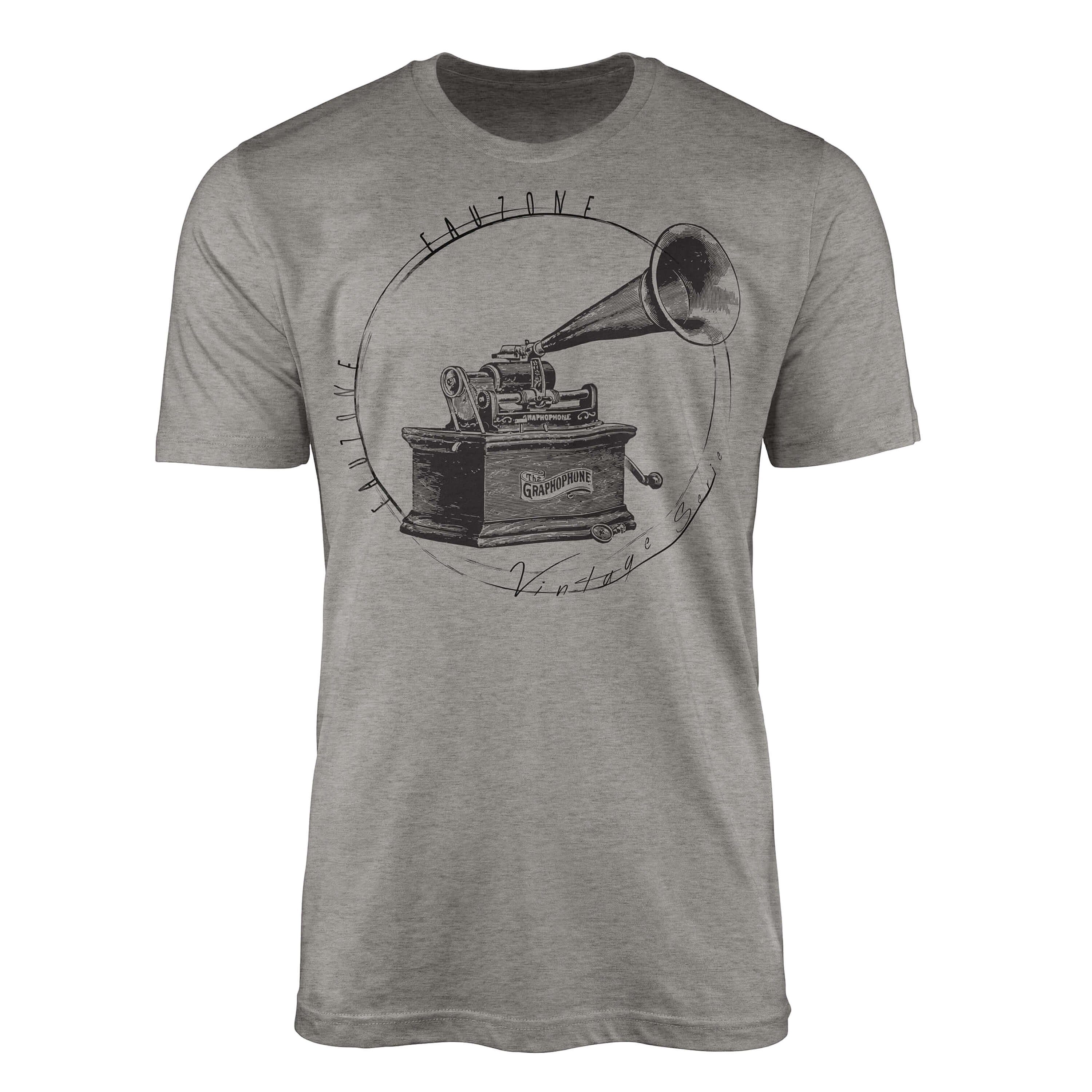 Sinus Art T-Shirt Vintage Herren T-Shirt Grammophon Ash