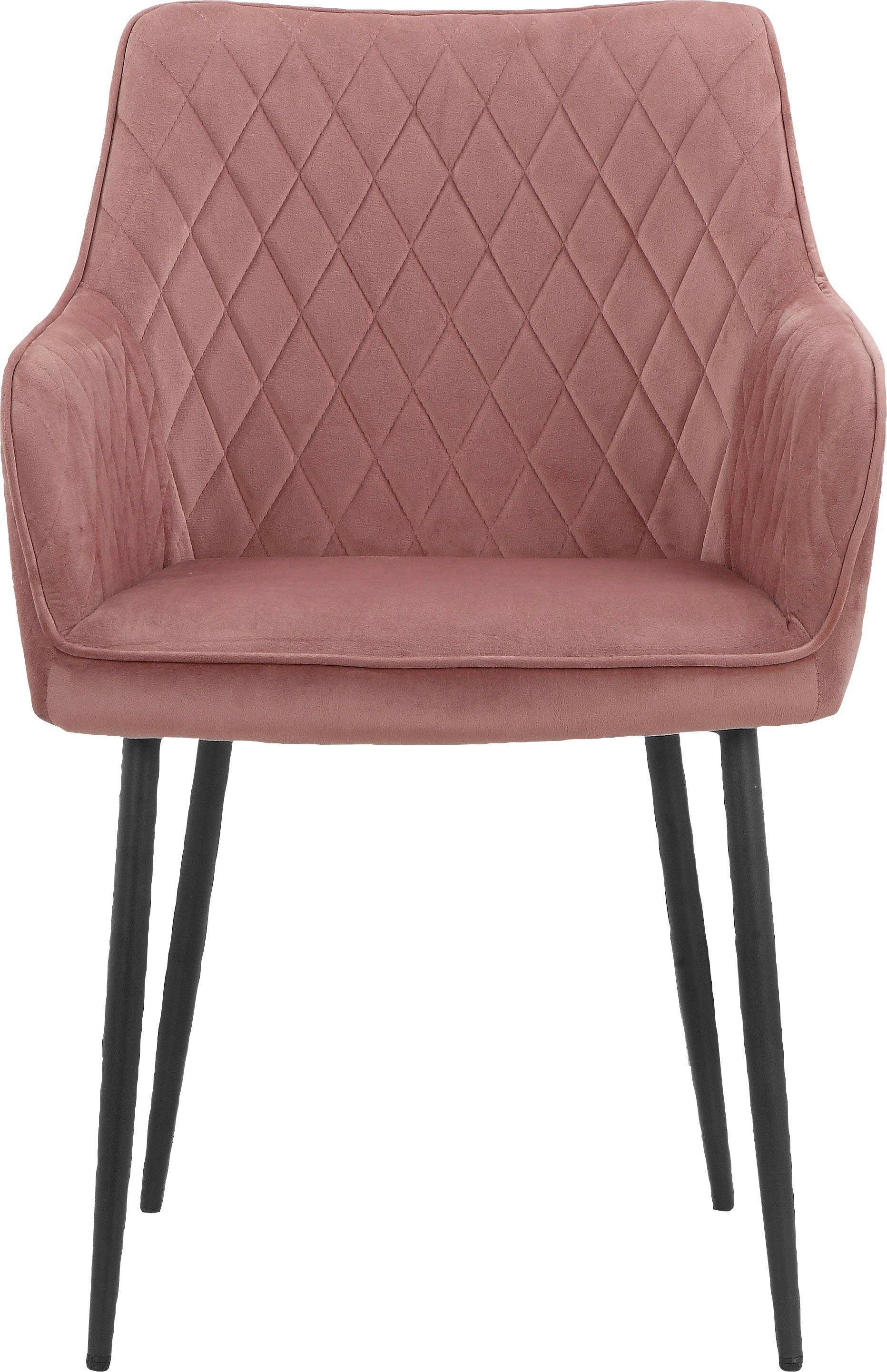 OTTO home Armlehnstuhl Montmerle (2 St), Sitz und Rücken gepolstert, in Velourstoff mit Steppung, Sitzhöhe 50cm