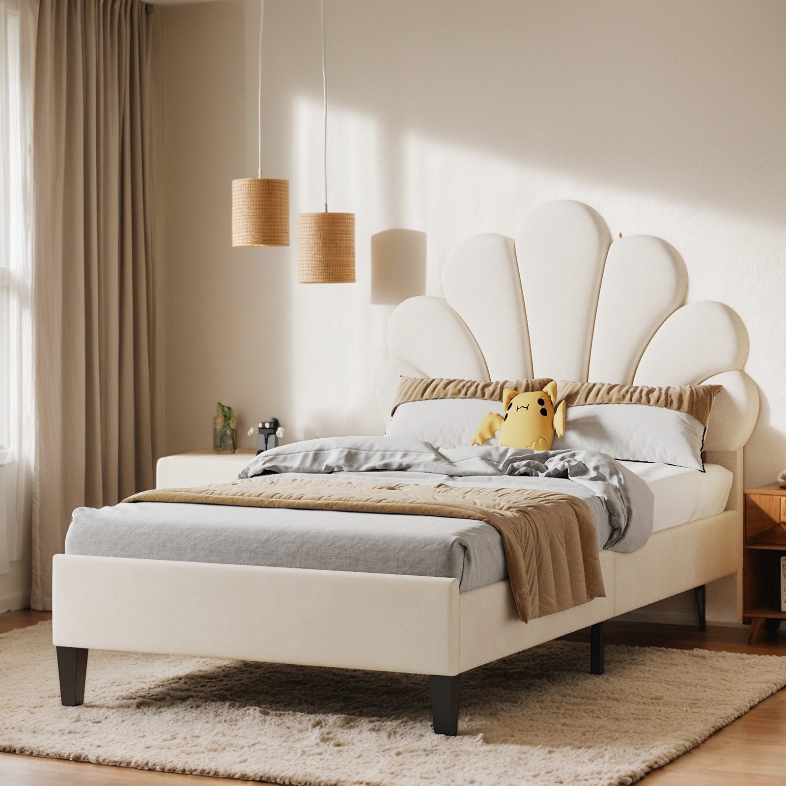 Einzelbett 90 x 200 cm Kinderbett Gästebett Polsterbett