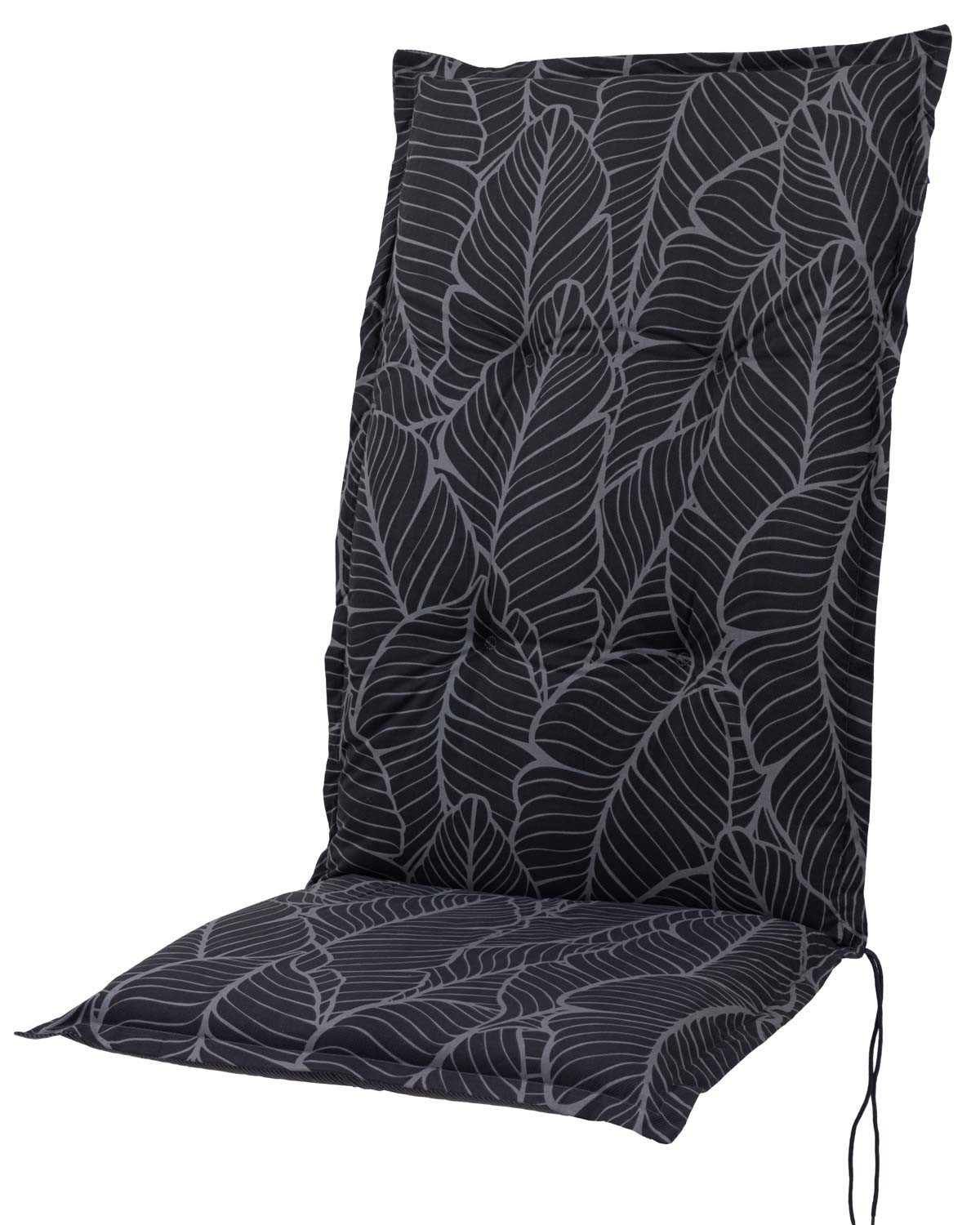 Sun Garden Hochlehnerauflage Hochlehner Prato 90919-700 anthrazit Blätter 122x54x7 cm Sun Garden, (1 St), Halteband verstellbar mit Bindebändern