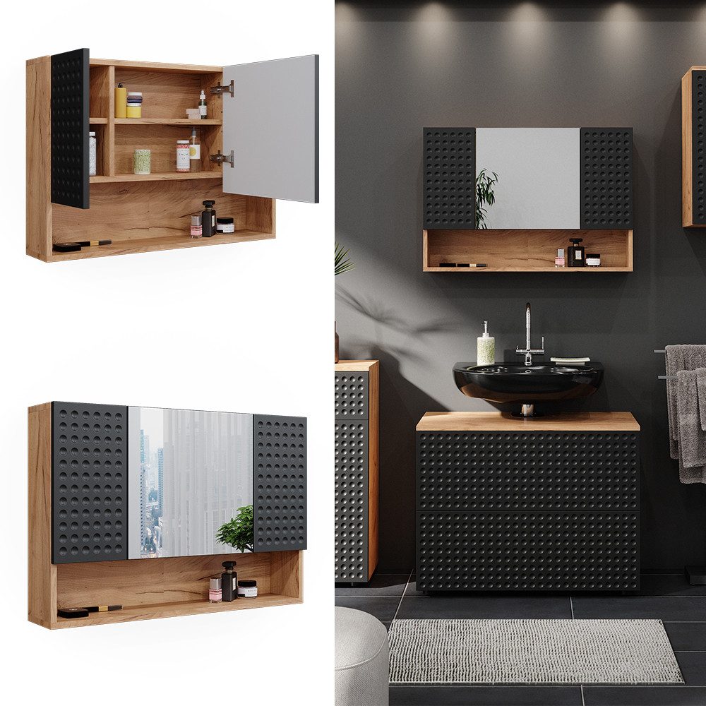 Vicco Badezimmerspiegelschrank Irma, Goldkraft Eiche/Anthrazit, 80.1 günstig online kaufen