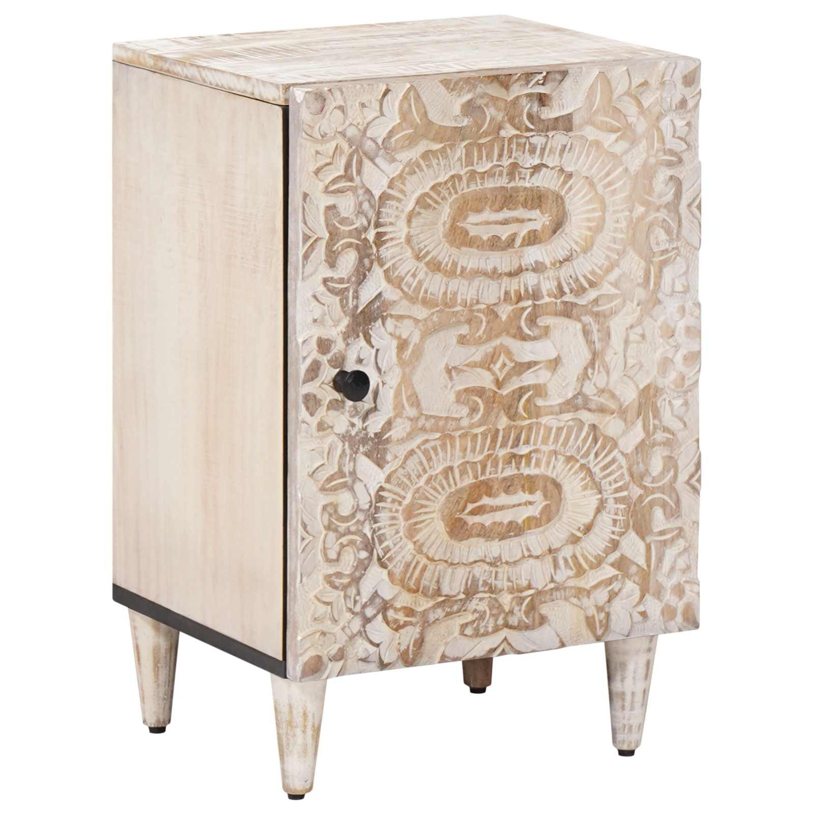 vidaXL Badezimmer-Set Badezimmerschrank Weiß 38 x 33,5 x 58 cm Massivholz, (1-St)