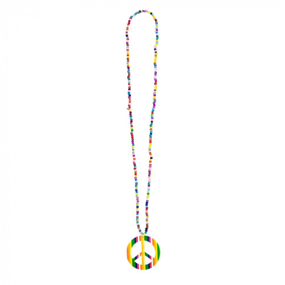 Boland Kostüm Hippie Halskette Happiness mit Perlen, Bunt günstig online kaufen