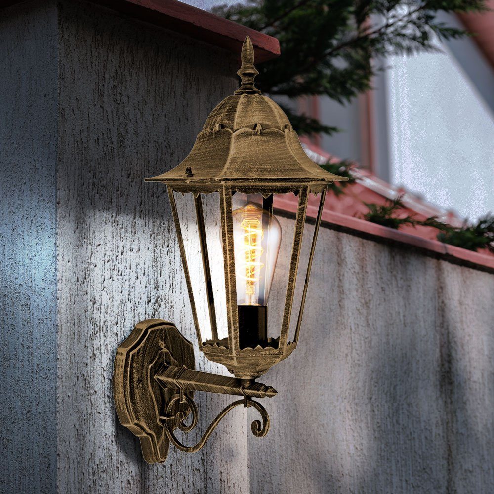 inklusive, Außen-Wandleuchte, Laterne Bronze E27 Wandleuchte Leuchtmittel Außen Außen Außenlampe Warmweiß, etc-shop Wand Terrassenlampe