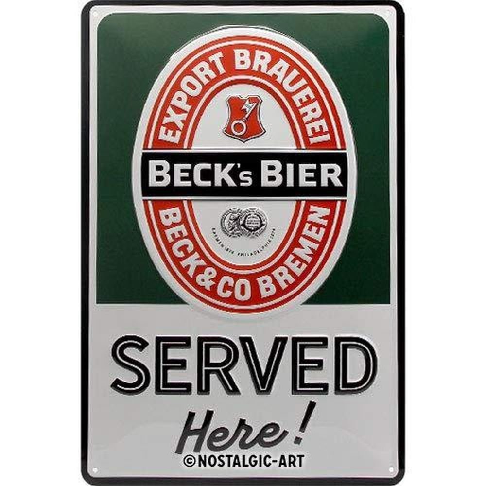 Metallschild Blechschild 20 x 30cm - Beck's - Beck's Served Here
