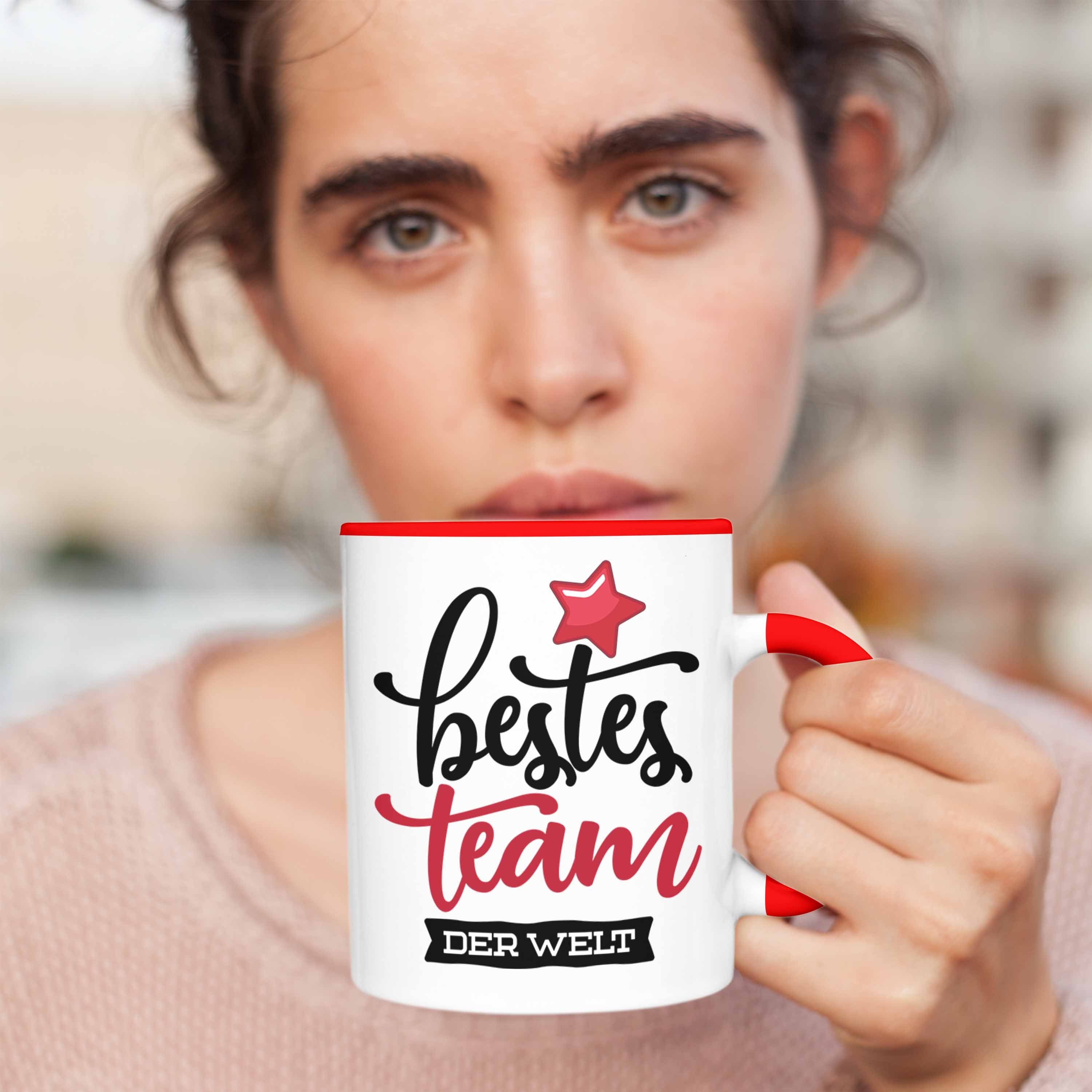 Trendation Tasse Team Kaffeetassen Geschenkidee Rot beste Welt für der Team