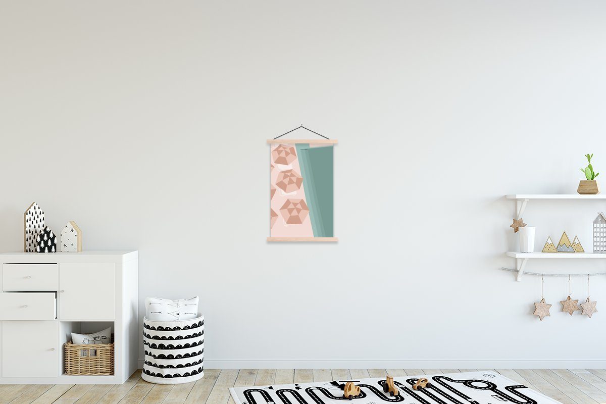 MuchoWow Poster Sommer - Textilposter Wohnzimmer, für Bilderleiste, St), Strandstühle Posterleiste, - Magnetisch Sonnenschirme, (1