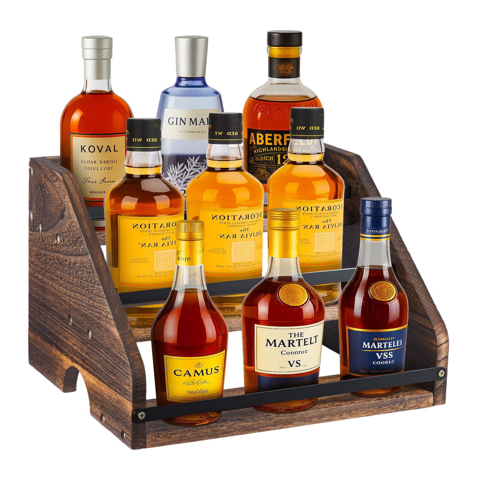 Youyijia Weinregal Spirituosenregal, 3-stufig, aus Holz, auch als Kaffeesirup-Regal oder