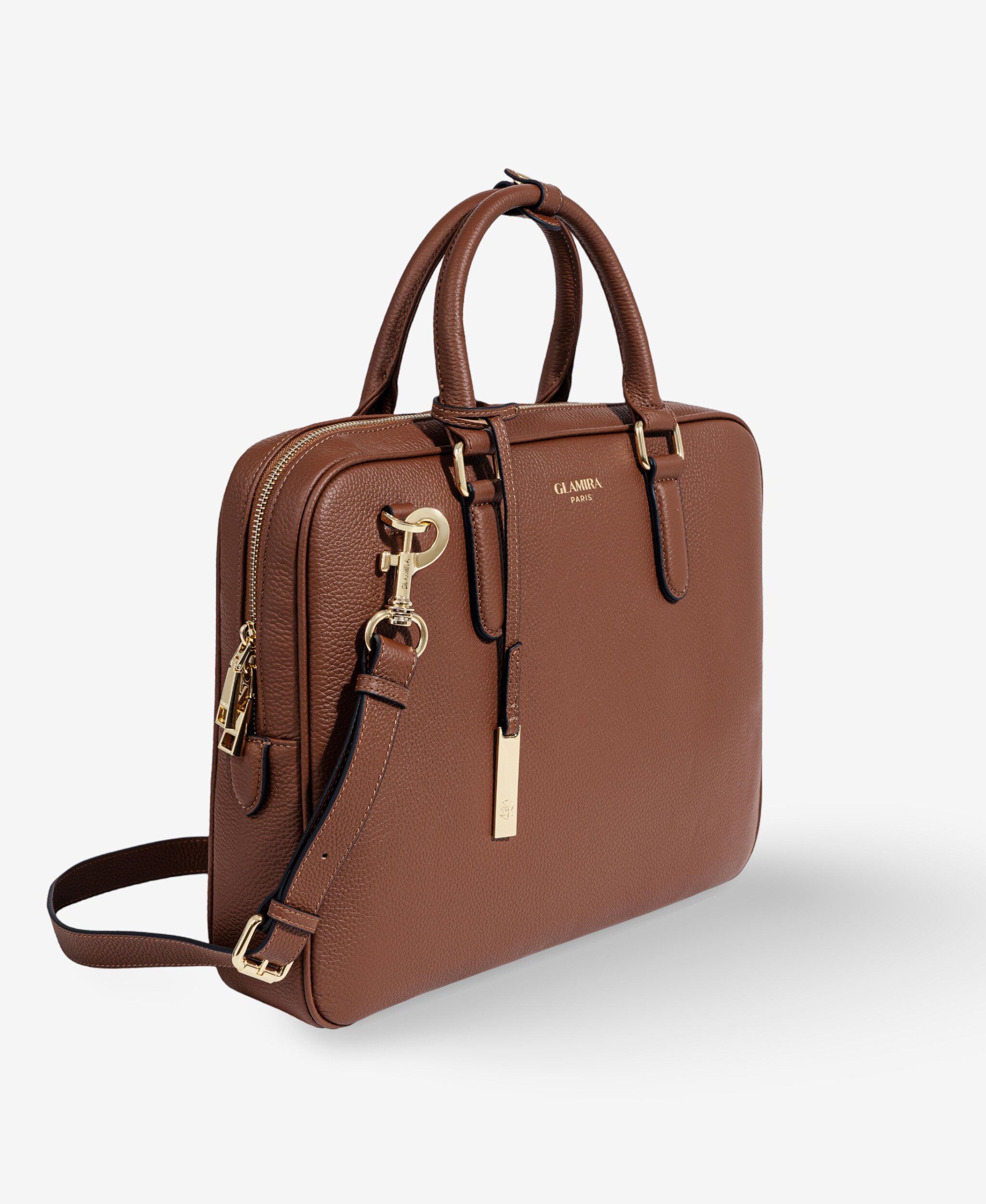 GLAMIRA Laptoptasche Lysandra Braune Aktentasche (1-tlg), echt Leder, mit geräumigem Hauptfach