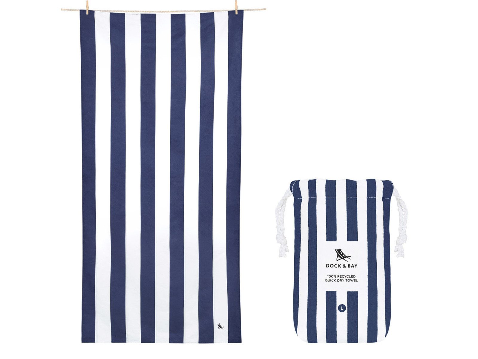 Dock & Bay LTD c/o Strandtuch Beach Towel XL Whitsunday Blue 200x90cm, Polyester (TOWLB-CAB-XL-NAVY-R)