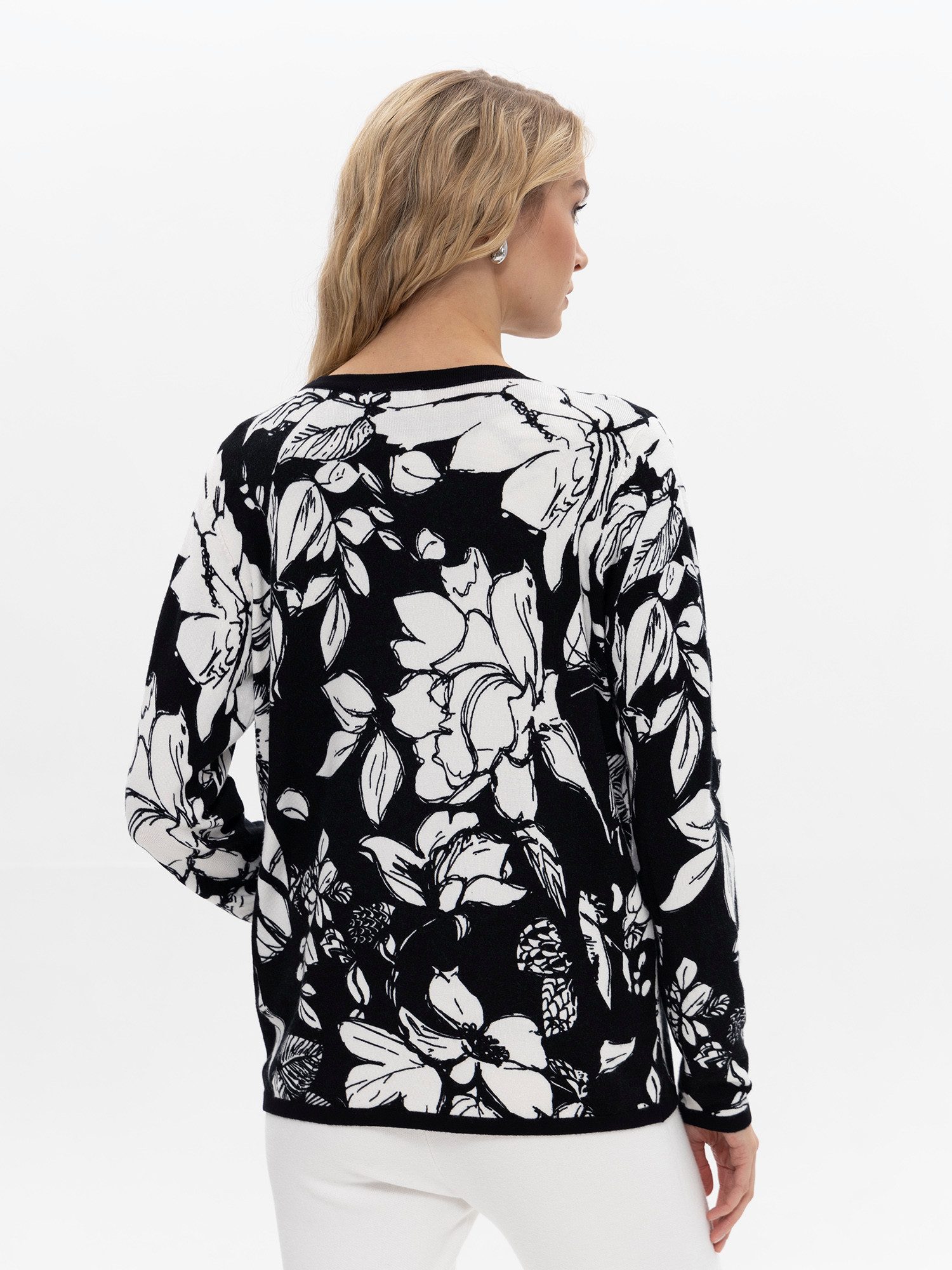 Passioni 2-in-1-Strickjacke mit grafischen Blumenmuster