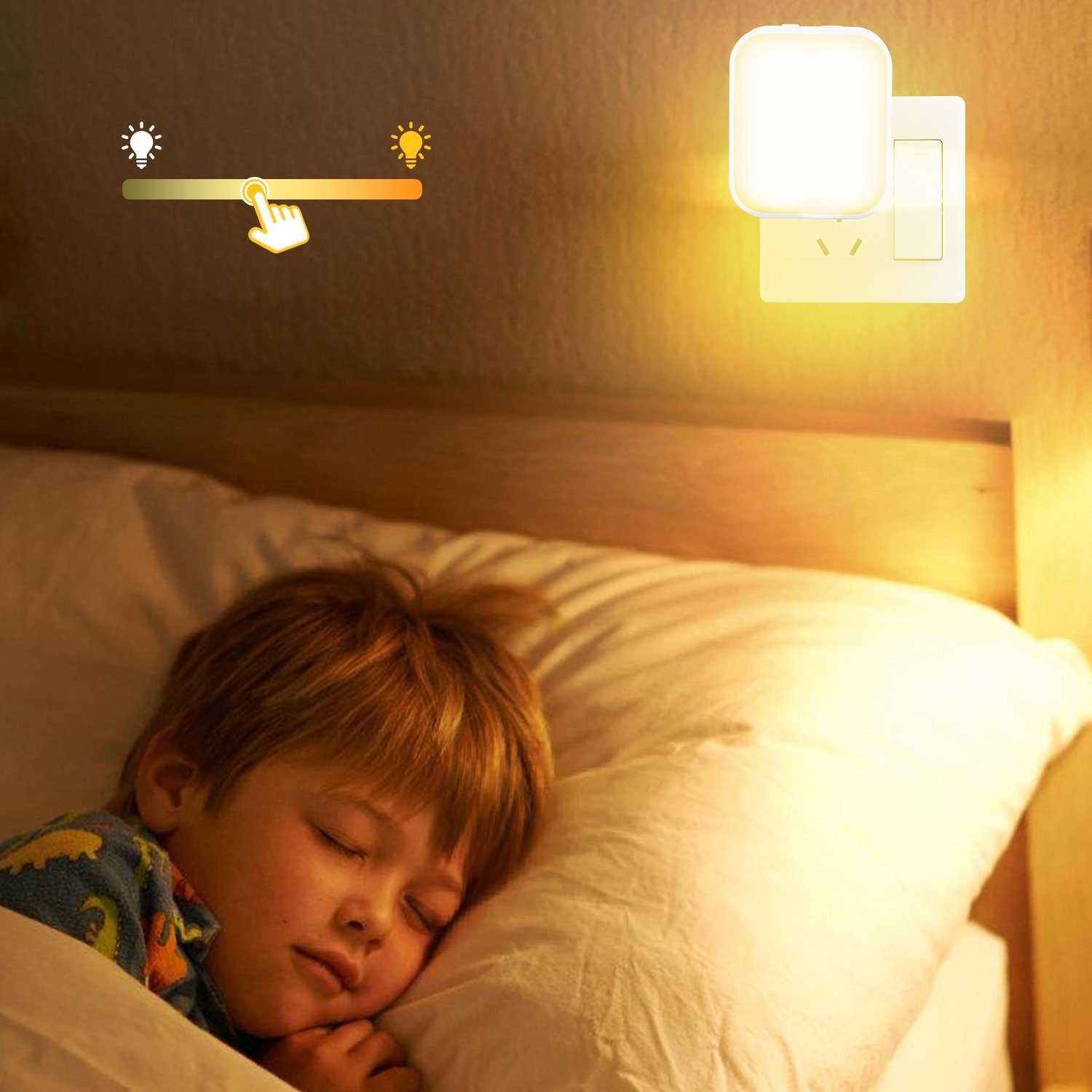 LED Nachtlampe Lospitch mit Steckdose Nachtlicht LED Bewegungsmelder Dimmbar 2X Nachtlicht