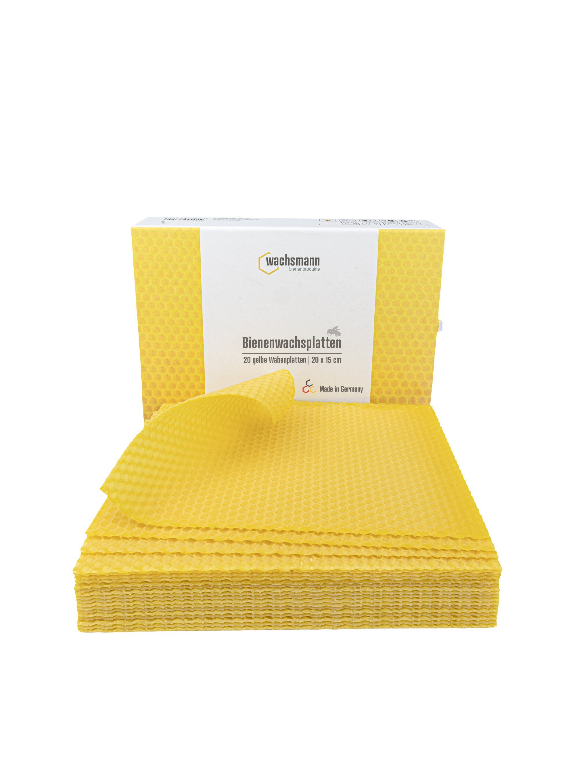 Wachsmann Bienenprodukte Bastelnaturmaterial Bienenwachsplatten, 20 x 15 cm, 20 Stück, 100% echtes Bienenwachs