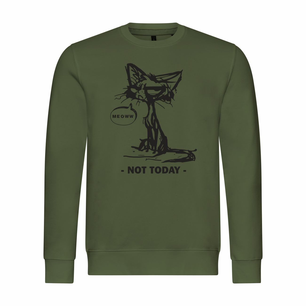 Rundhalspullover Herren Pullover Katze not today