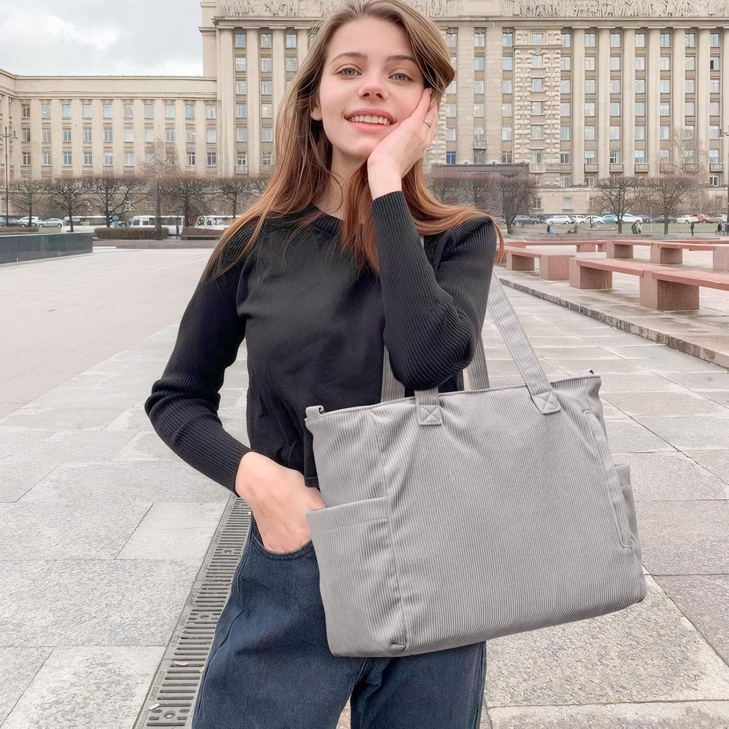 LuxusKollektion Handtasche Damen Cord Umhängetasche Groß Tote Bag Crossbody mit Schultergurt