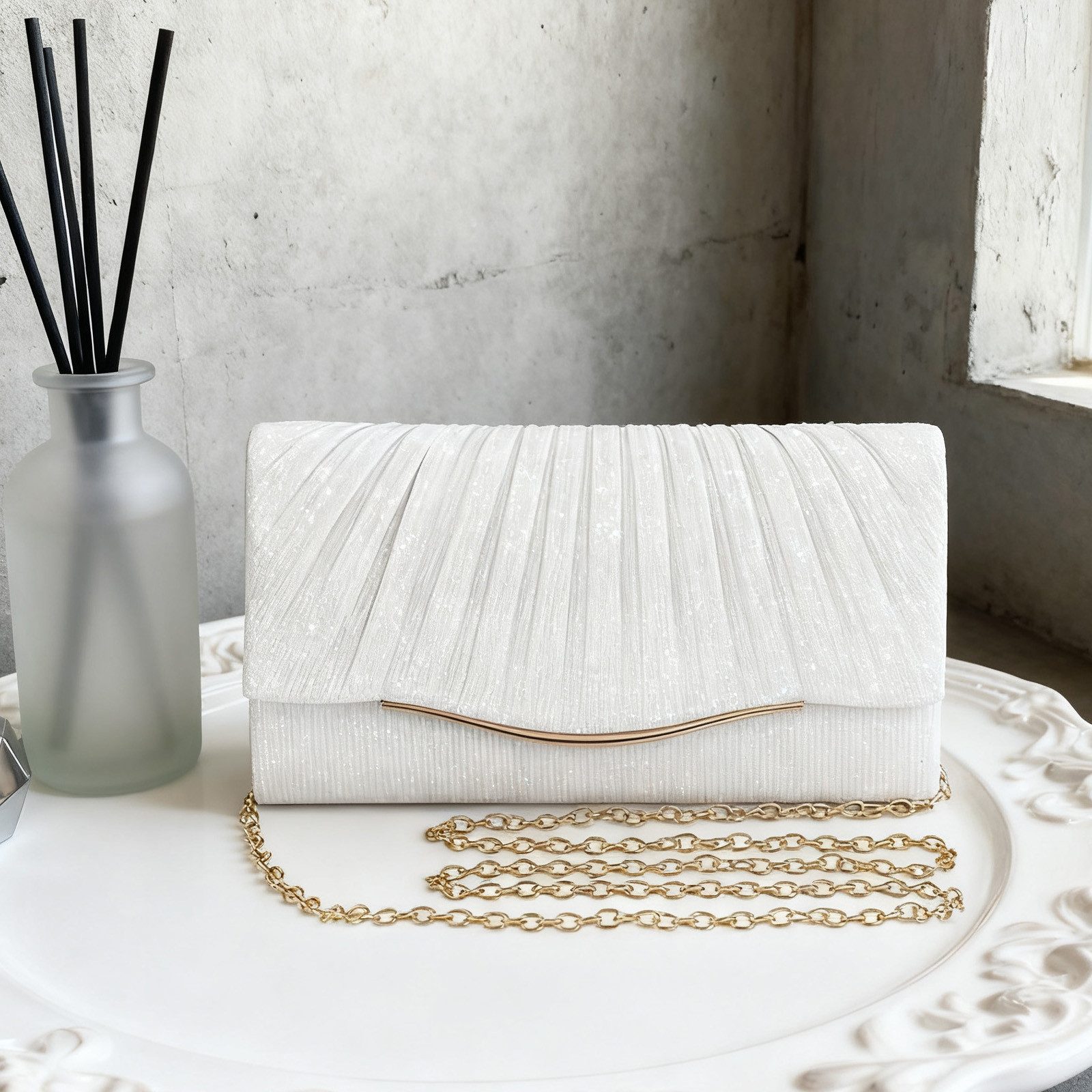 REDOM Abendtasche Pailletten Handtasche Kosmetik-Etui Crossbody (mit Abnehmbare 120-cm-Kette und Magnetverschluss, 1-tlg., für Hand- Schulter- oder Crossbody-Trageweise), Ideal für Hochzeiten Partys Bankette und festliche Events