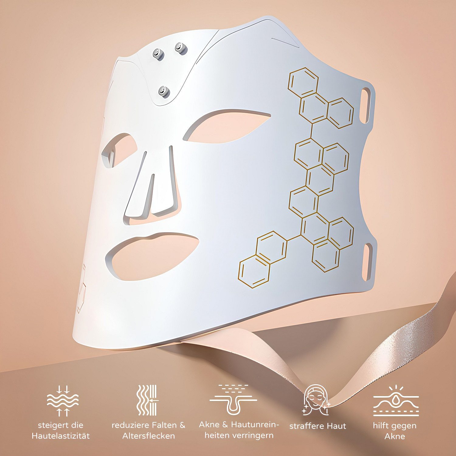 COOL-i ® Kosmetikbehandlungsgerät Kabellose LED-Gesichtsmaske – Lichttherapie mit 4 Farben, FDA/HSA, Infrarot