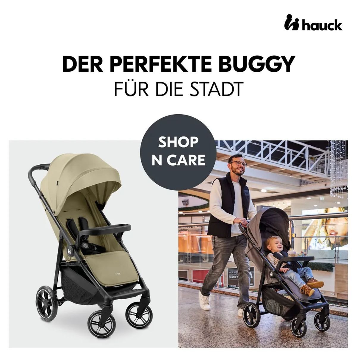 Hauck Kinder-Buggy Shop N Care - Olive, Sportwagen mit Liegefunktion inkl. Maxi Cosi Reboarder Pearl Pro 2