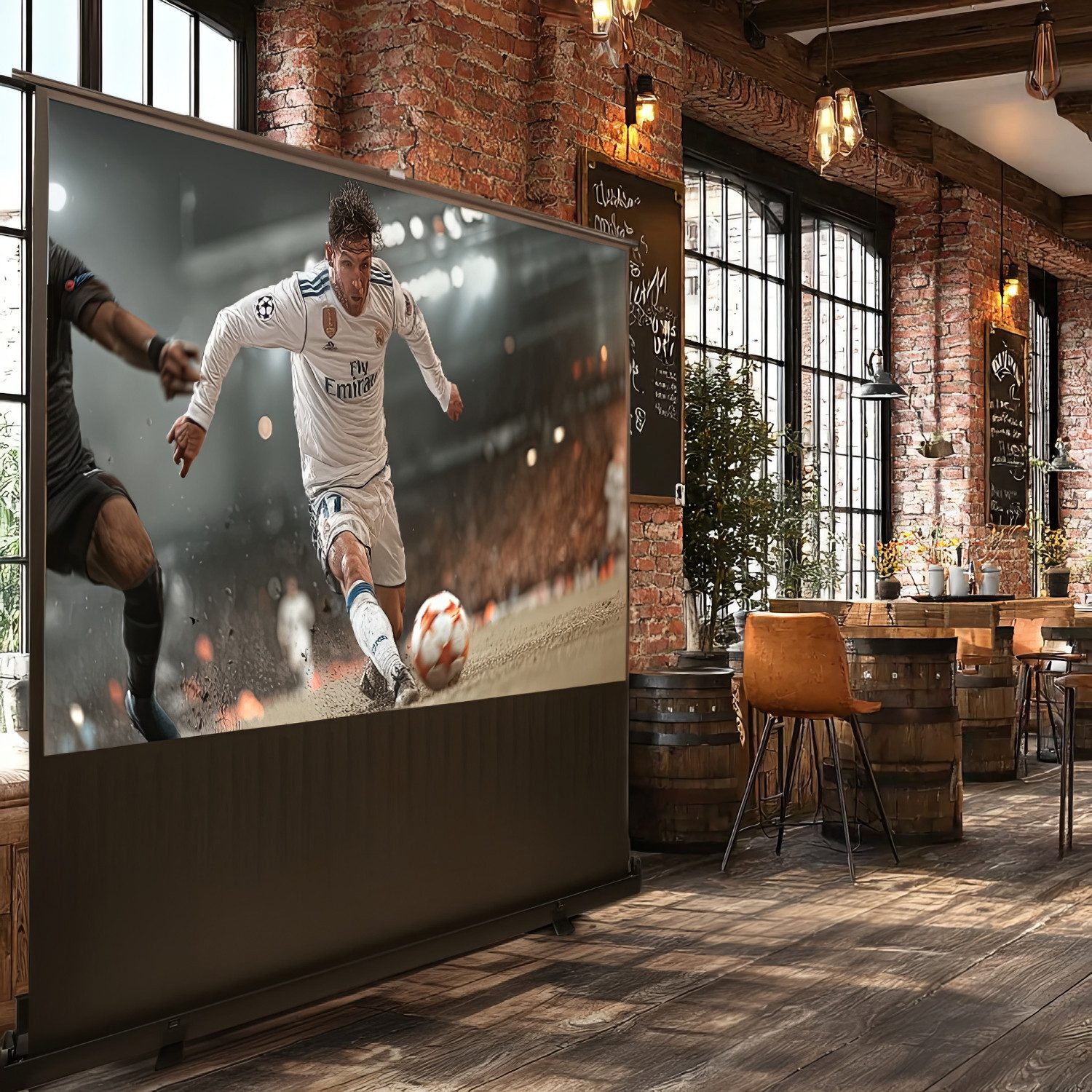 Maclean MC-964 Pull-Up-Leinwand (Tragbare 100'' 16:9 Bodenprojektionswand)