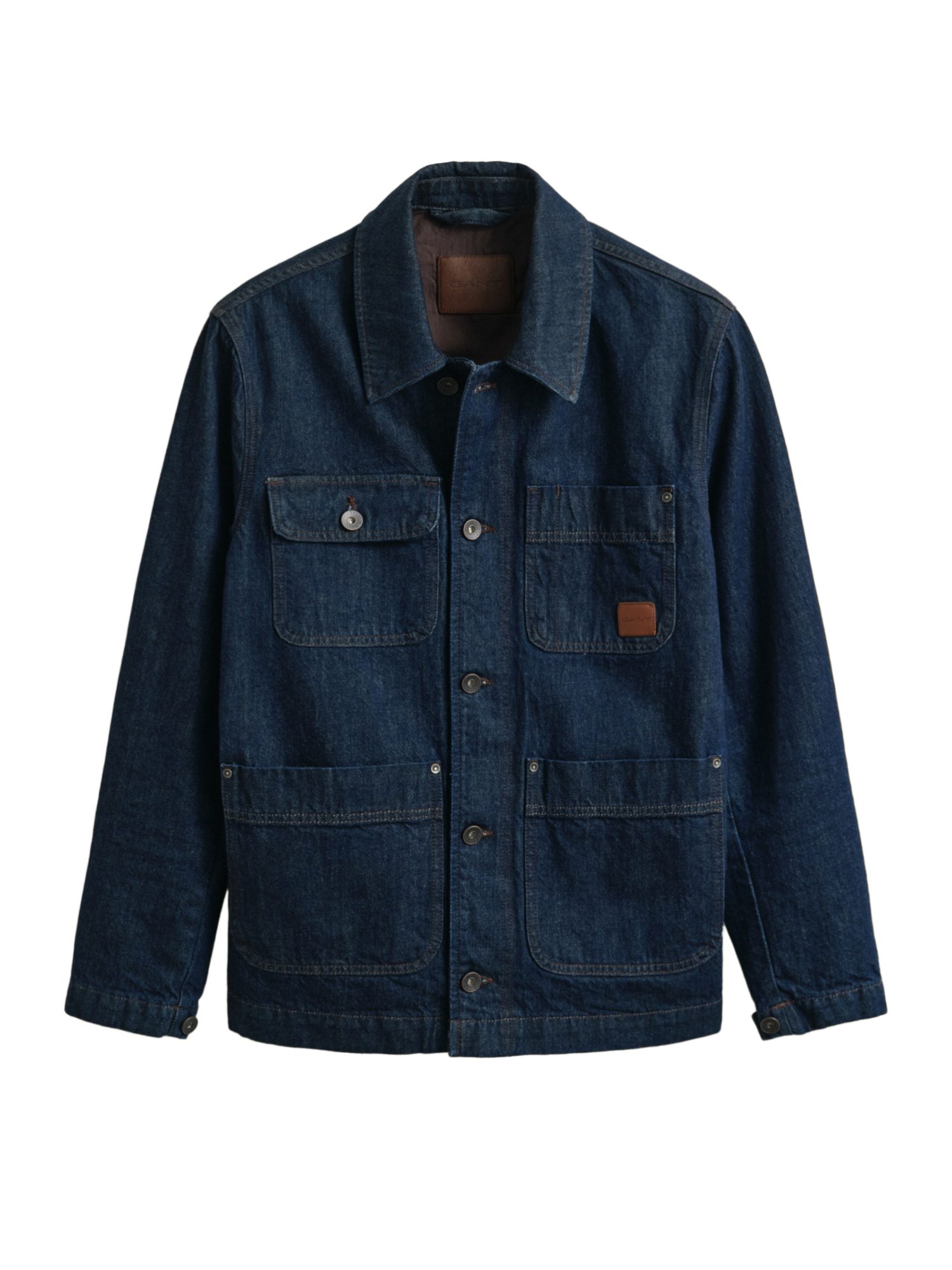 Gant Jeansjacke blau,Casual,Bio-Baumwolle,Unifarben,Button Down,Lang,Regular Fit