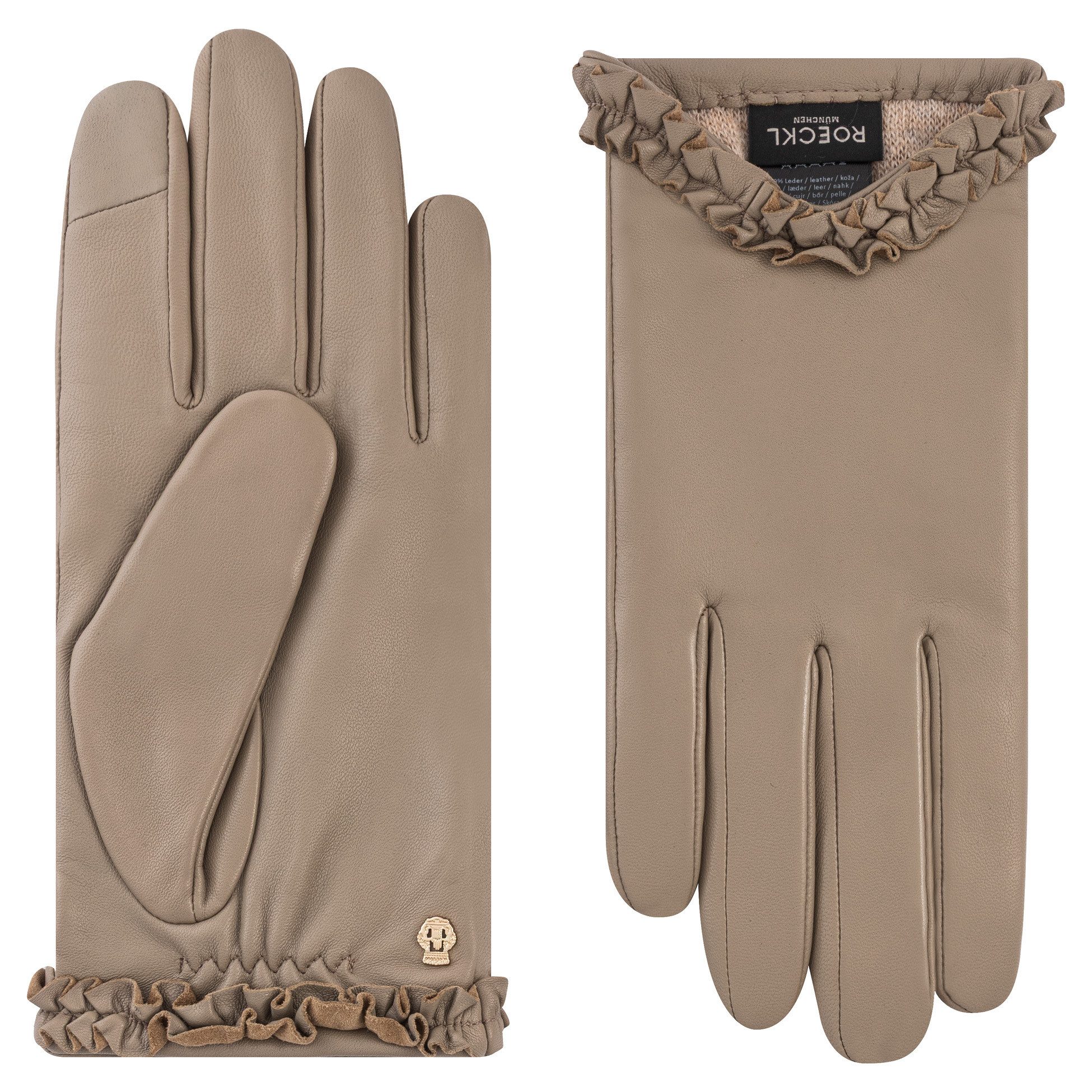 Roeckl Lederhandschuhe LYON Lederhandschuhe mit geraftem Ausschnitt
