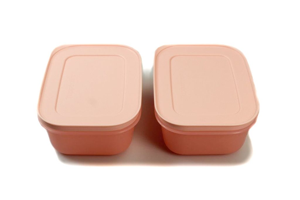 TUPPERWARE Frischhaltedose Eis-Kristall 450 ml (2) rosa flach + SPÜLTUCH