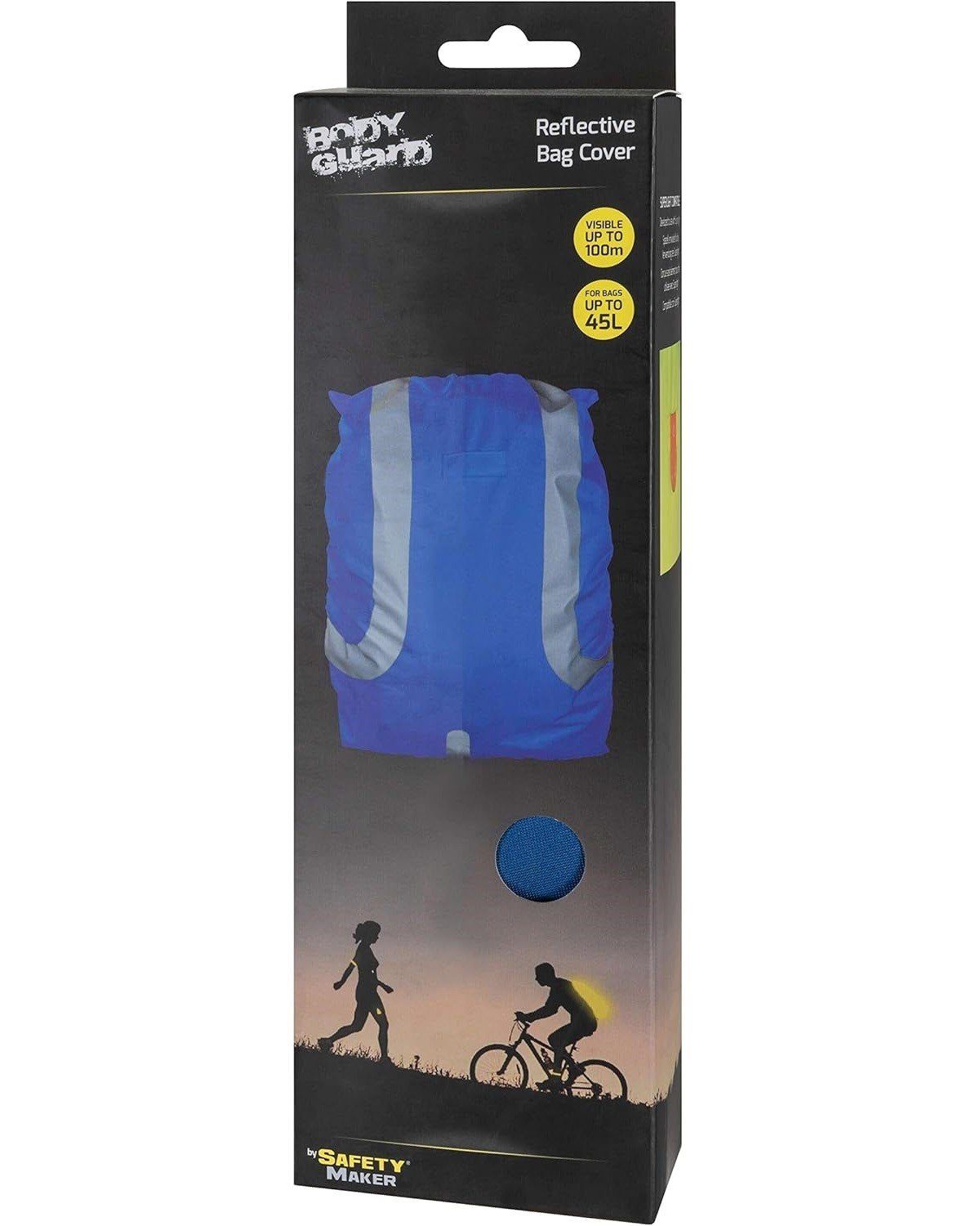 WALSER Campinghocker Safety-Maker Regenabdeckung Regenschutz Blau (1 St), Regenhülle Überzug Sicherheit Reflektor für Rucksack Schulranzen