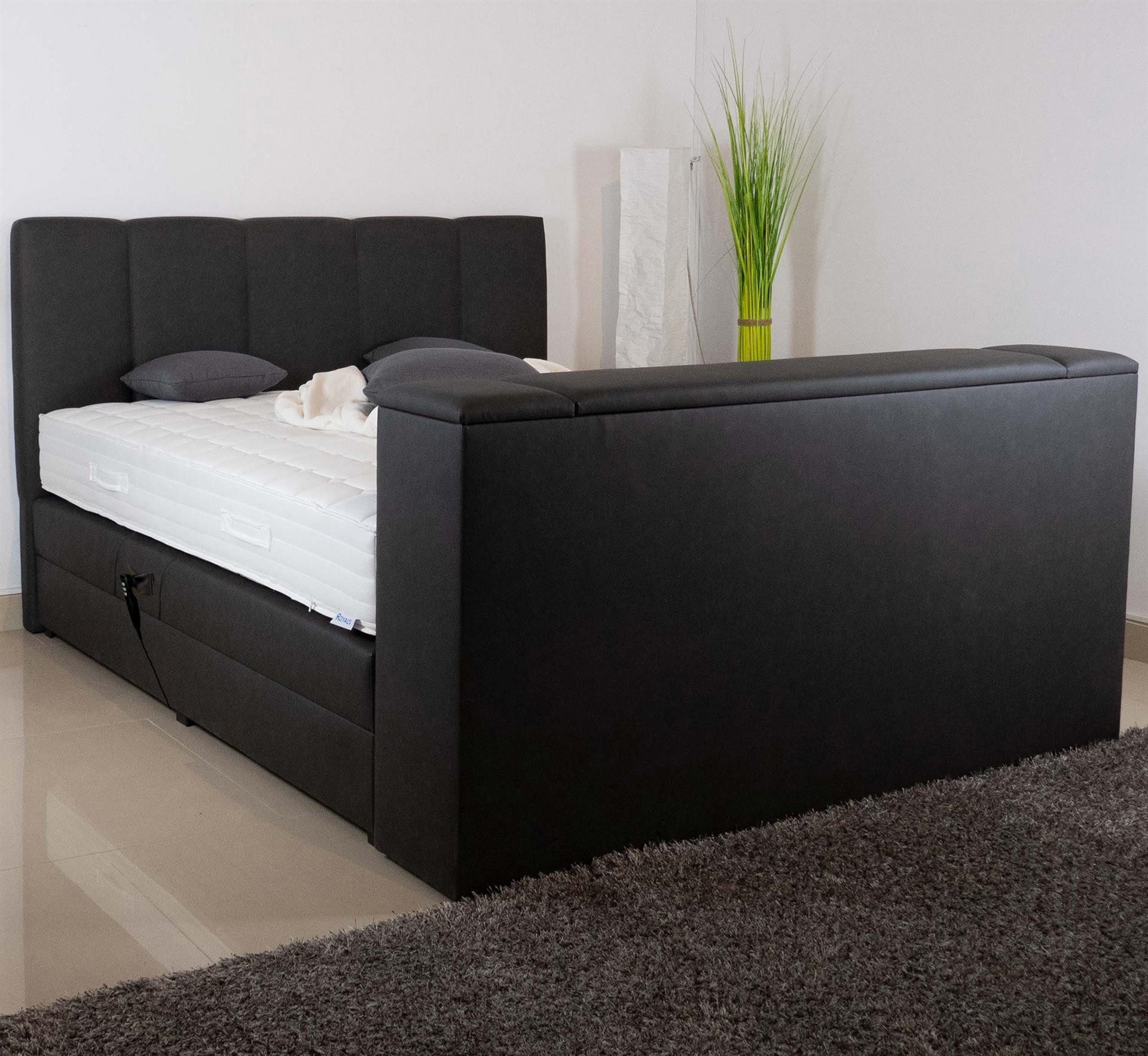 PAARA Boxspringbett Chicago elektrisch verstellbar mit Motor + TV Lift, mit einzigartigem Belüftungssystem