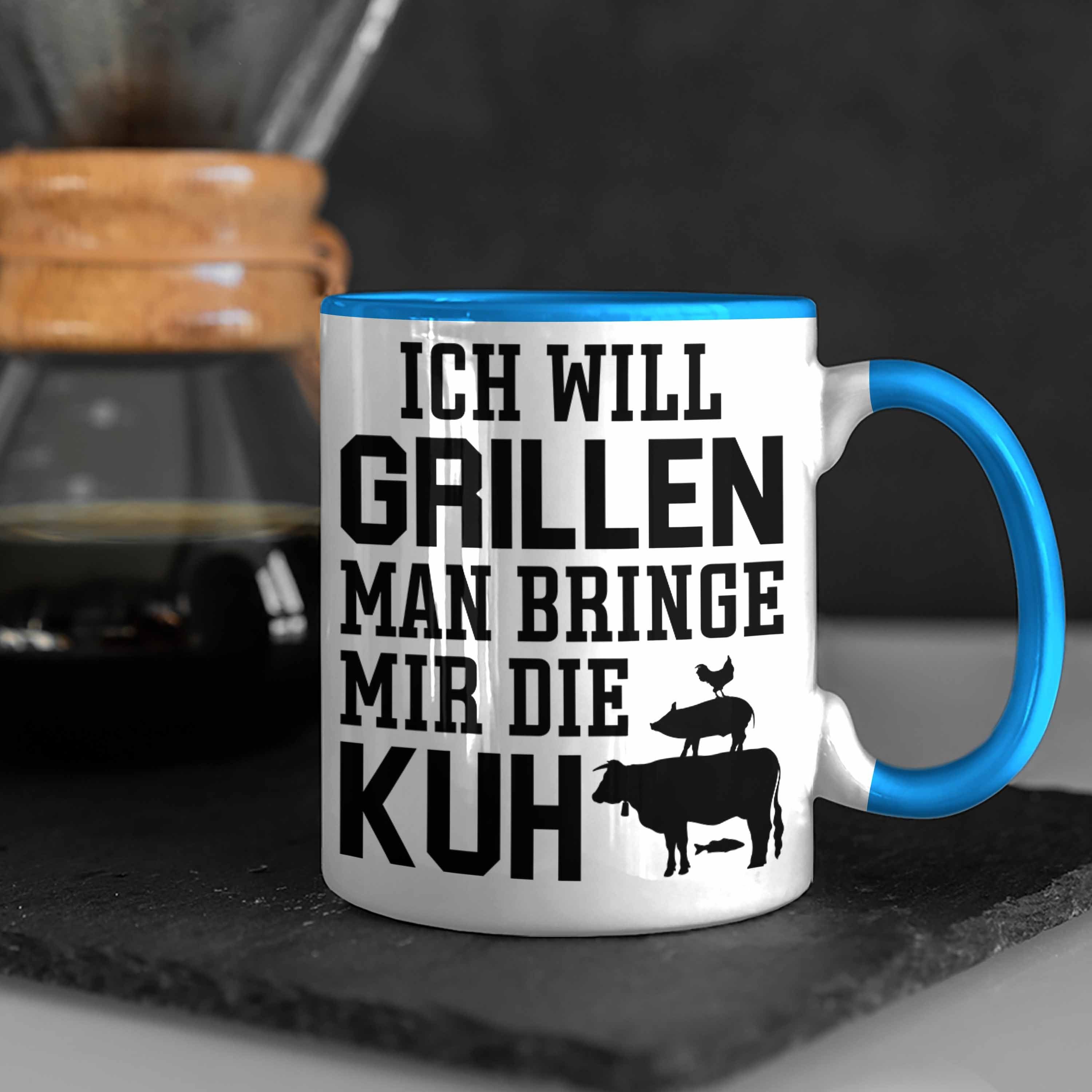 Blau Steak Geschenkidee Männer - Vater Trendation Liebhaber Trendation Tasse Grillen Tasse Geschenk Grill