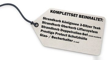 bene living Strandkorb Königssee 3-Sitzer Teak - PE shell - Modell 505, BxTxH: 170x95x170 cm, Volllieger ca. 175 Grad, Ostsee-Strandkorb Komplettset, inkl. Liftersystem und Bullaugen
