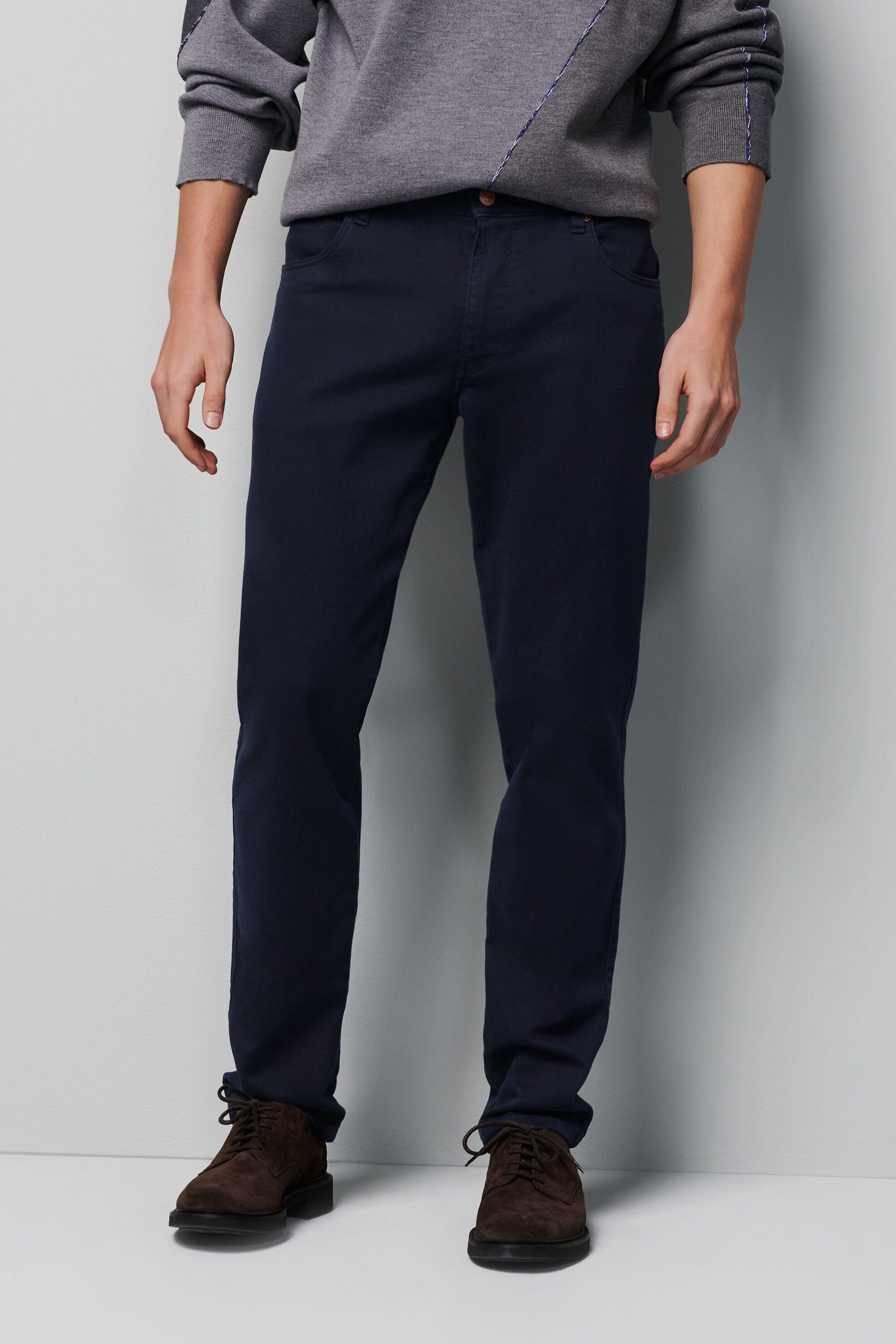 MEYER 5-Pocket-Jeans im unifarbenem Design marine